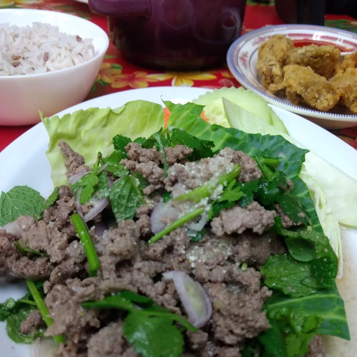 larb gai larb moo ลาบอิสาน
